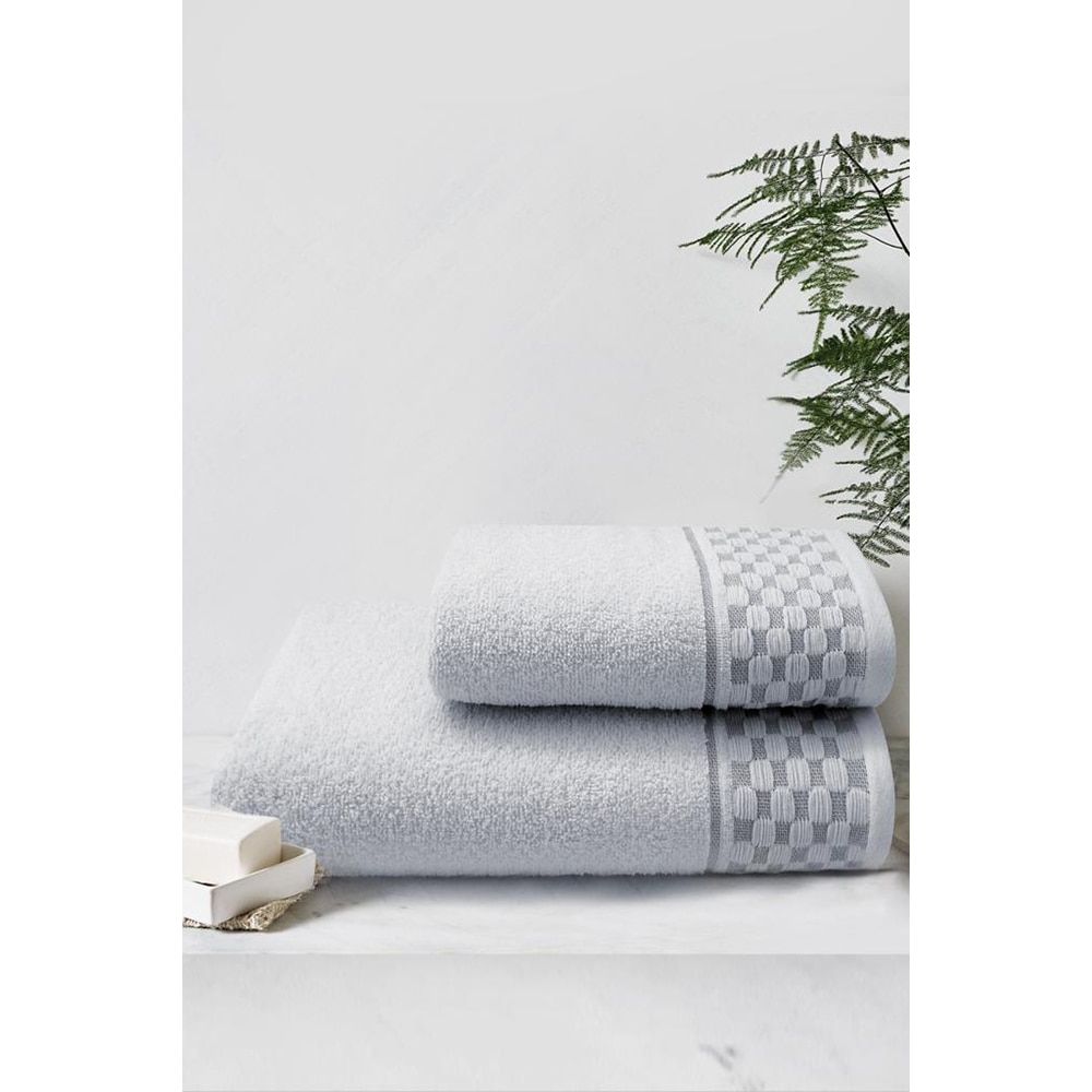 Set 2 prosoape baie MILA HOME Circle, 50 x 90 cm, 70 x 140 cm, bumbac, gri