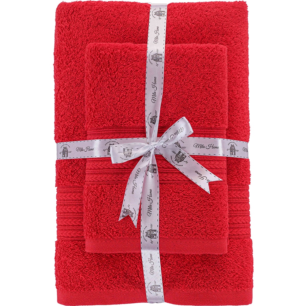 Set 2 prosoape baie MILA HOME Donatella, 70 x 140 cm, 50 x 90 cm, bumbac, rosu