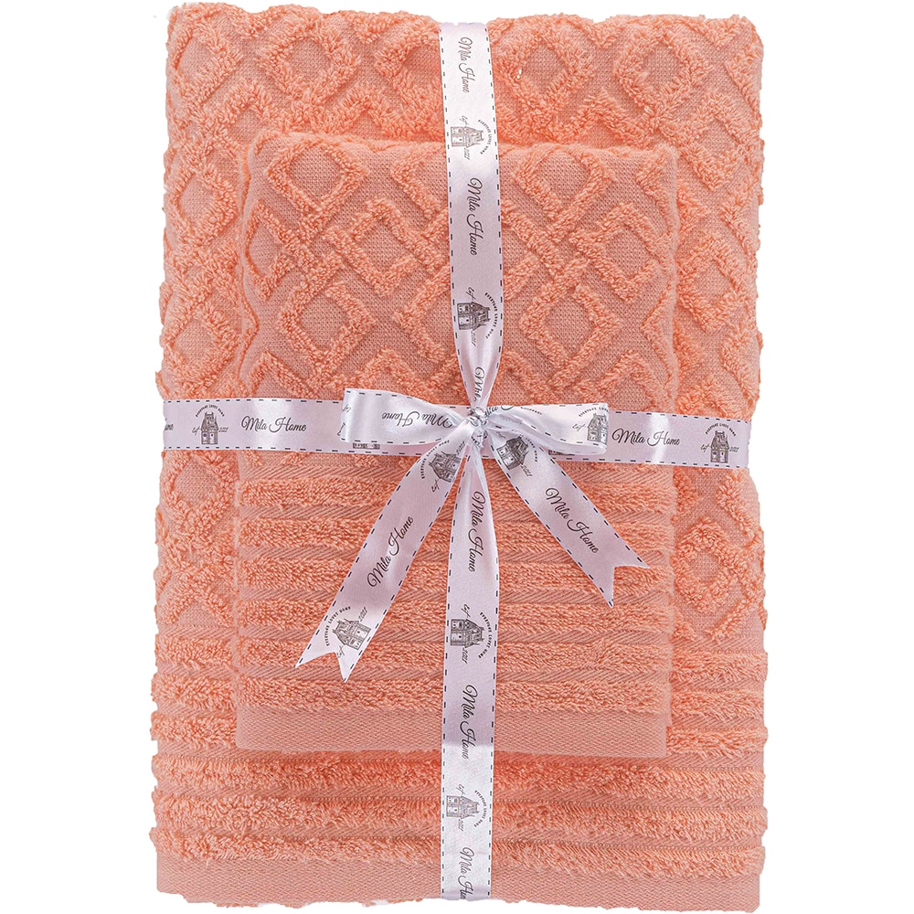 Set 2 prosoape baie MILA HOME Sara, 70 x 140 cm, 50 x 90 cm, bumbac, portocaliu