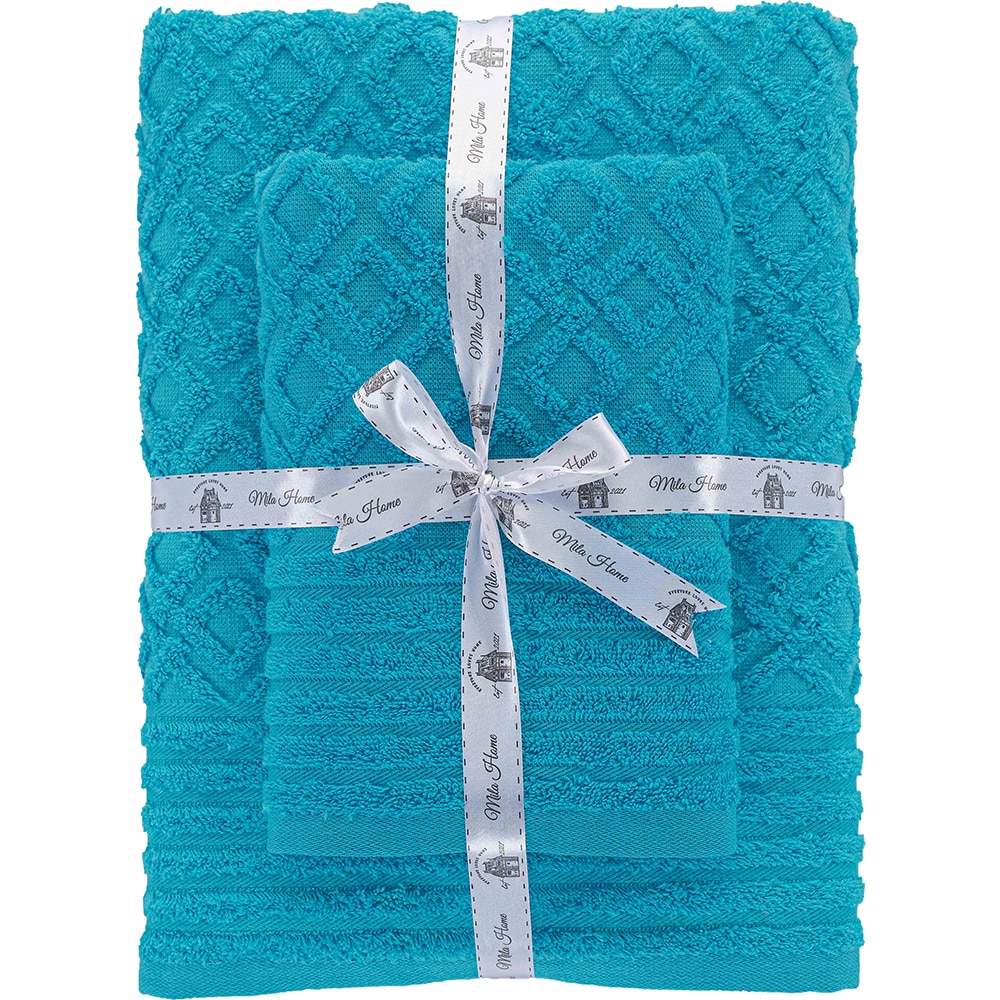 Set 2 prosoape baie MILA HOME Sara, 70 x 140 cm, 50 x 90 cm, bumbac, albastru