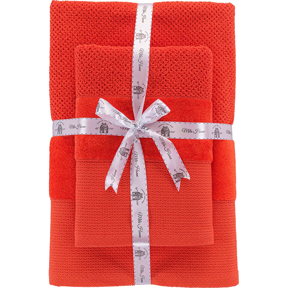 Set 2 prosoape baie MILA HOME Mia, 70 x 140 cm, 50 x 90 cm, bumbac, portocaliu