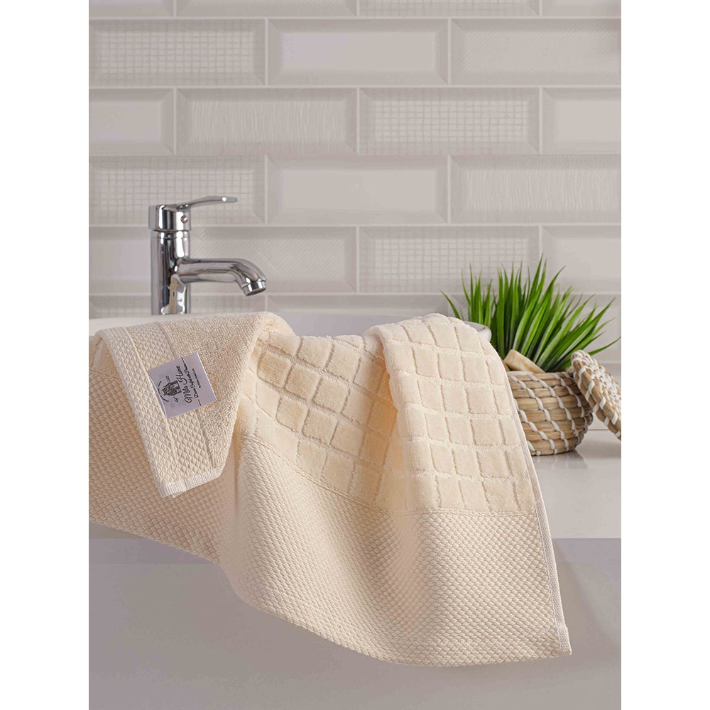 Set 2 prosoape baie MILA HOME Karo, 70 x 140 cm, 50 x 90 cm, bumbac, crem