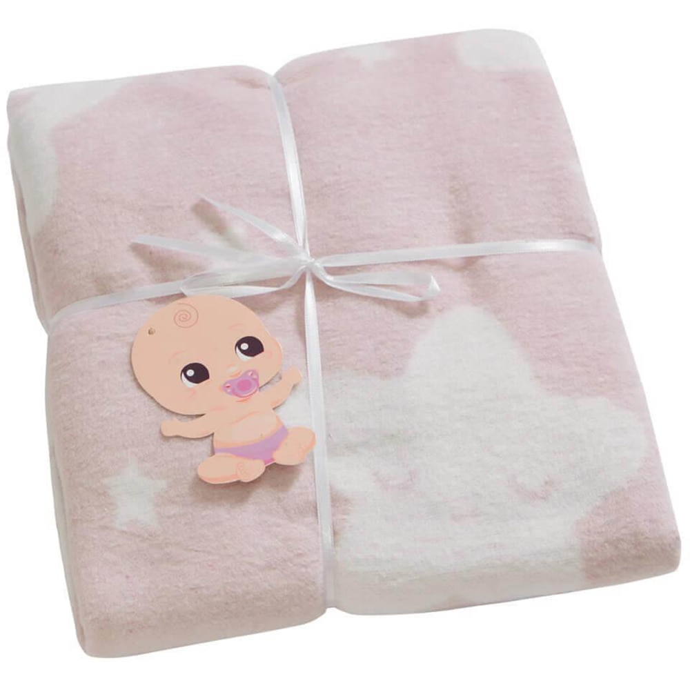 Patura MILA HOME Star, 100 x 120 cm, bumbac + acril + poliester, roz-alb