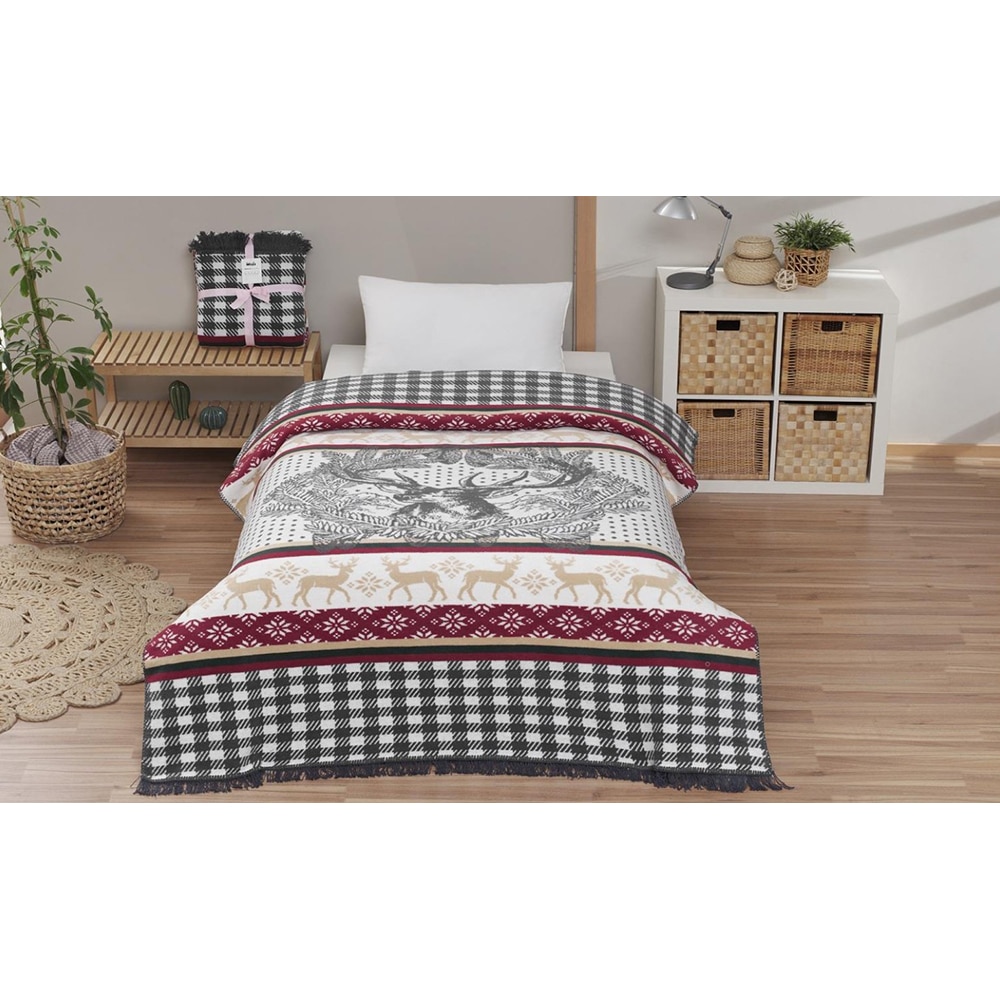 Patura MILA HOME Xmas2, 150 x 200 cm, bumbac + acril + poliester, multicolor