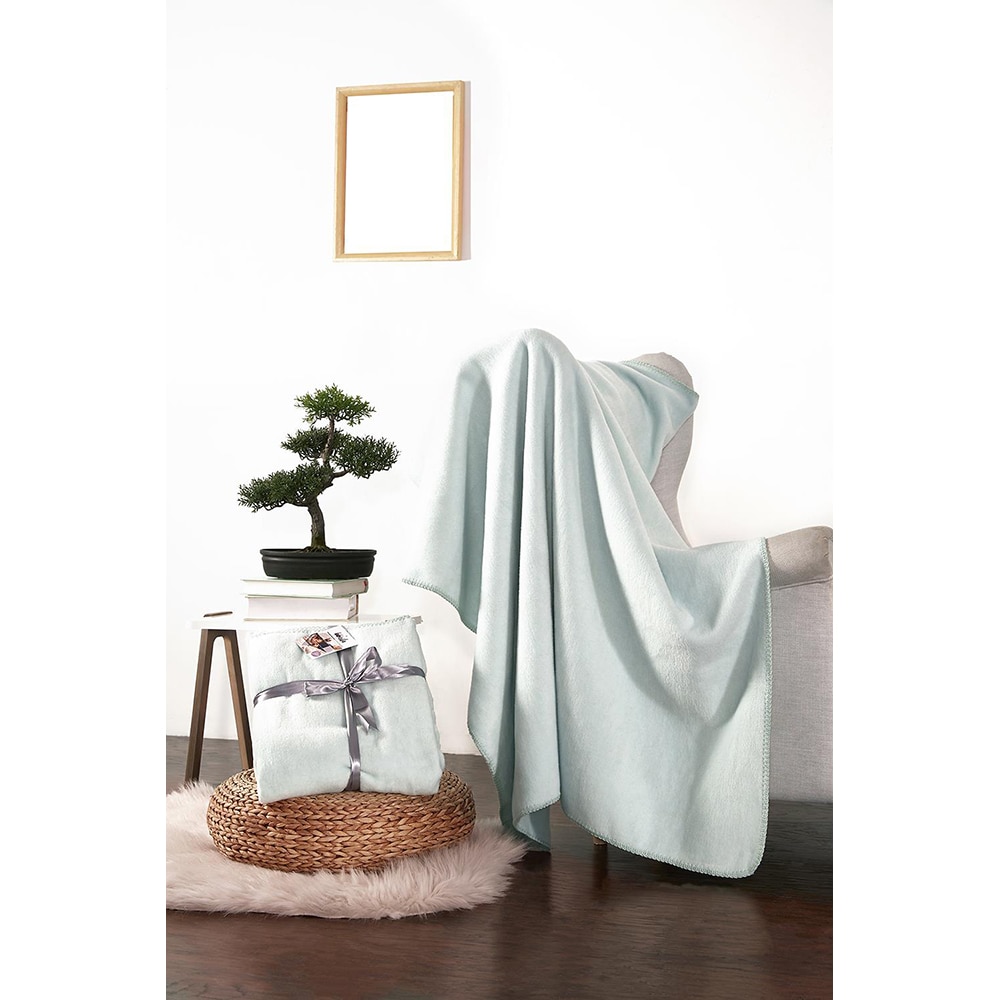 Patura MILA HOME BAT45, 125 x 155 cm, bumbac + acril + poliester, verde deschis