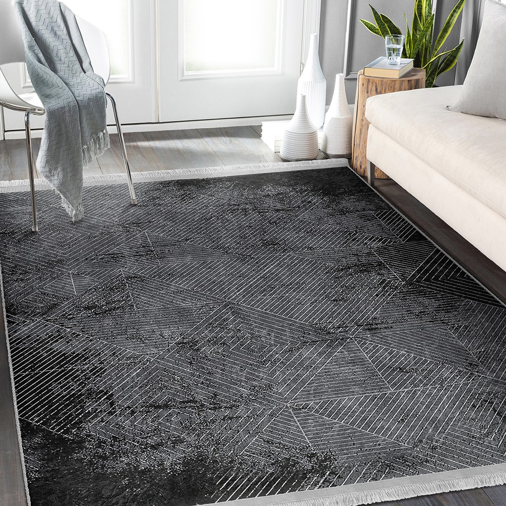 Covor living / dormitor Unique Velvet, 80 x 150 cm, poliester, gri