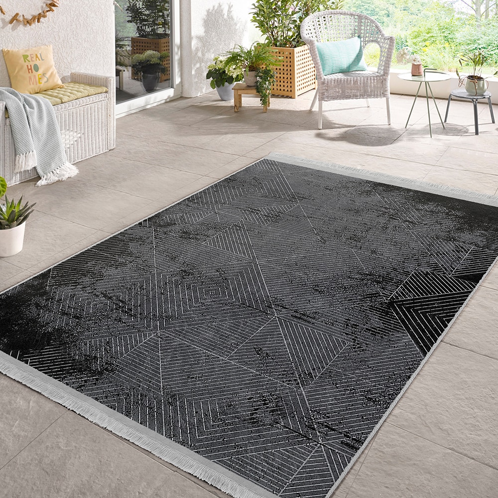 Covor living / dormitor Unique Velvet, 80 x 150 cm, poliester, gri