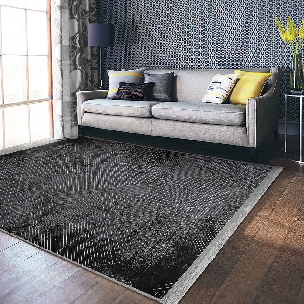 Covor living / dormitor Unique Velvet, 80 x 150 cm, poliester, gri