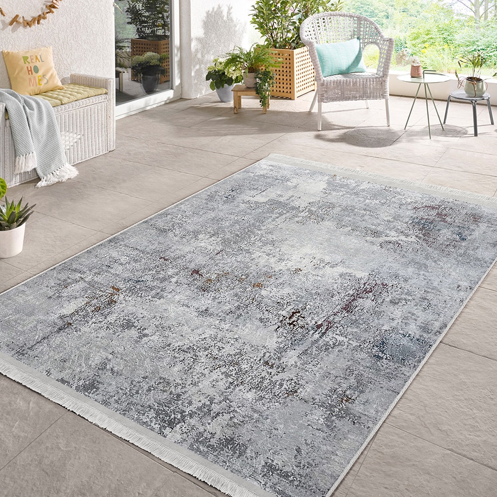 Covor living / dormitor Unique Abstract, 120 x 180 cm, poliester, gri