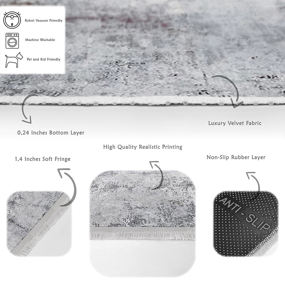 Covor living / dormitor Unique Abstract, 120 x 180 cm, poliester, gri