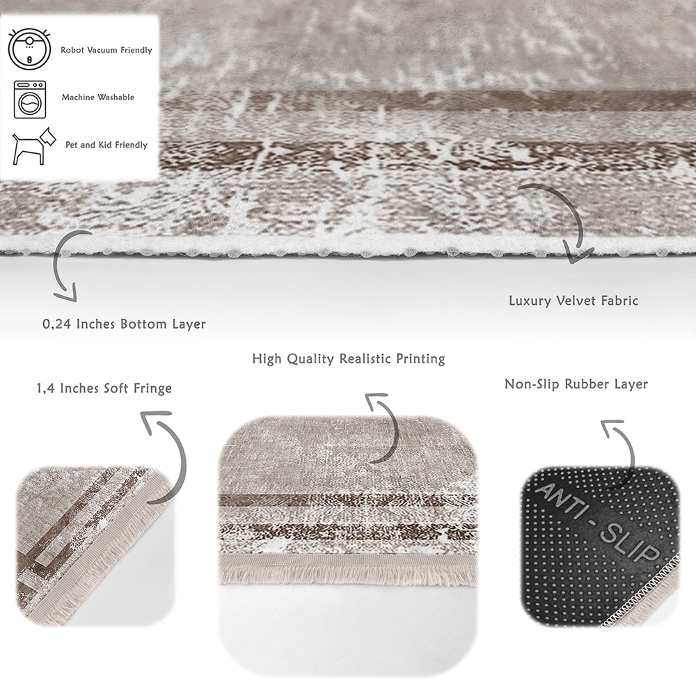 Covor living / dormitor Unique Classic, 160 x 230 cm, poliester, maro