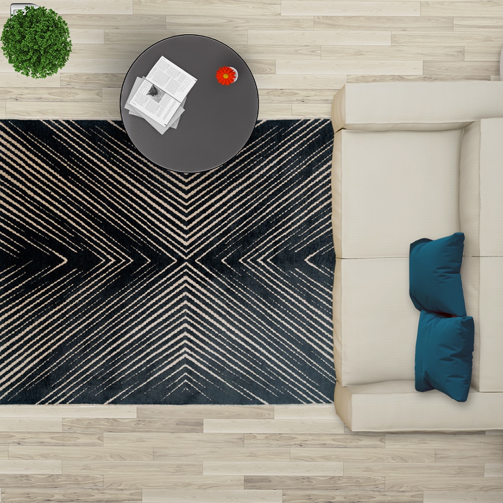 Covor living / dormitor Cosmos, 100 x 200 cm, bumbac, alb-negru