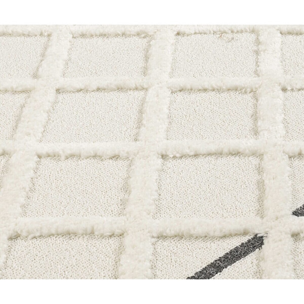 Covor living / dormitor Shaggy, 80 x 150 cm, polipropilena, bej-negru