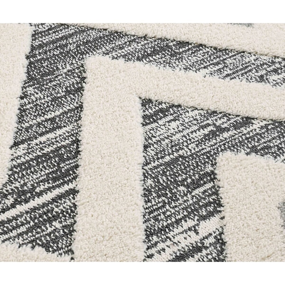 Covor living / dormitor Shaggy, 80 x 150 cm, polipropilena, gri inchis-alb