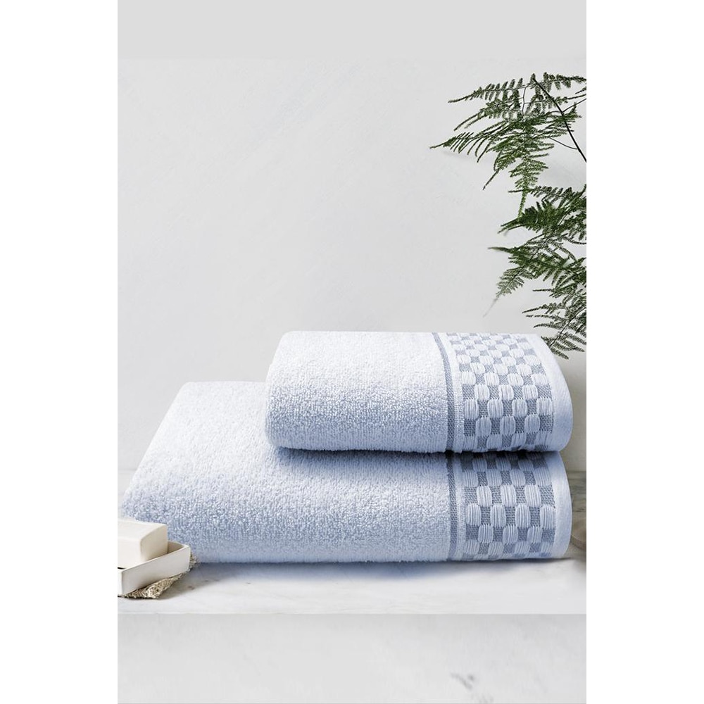 Set 2 prosoape baie MILA HOME Circle, 50 x 90 cm, 70 x 140 cm, bumbac, albastru