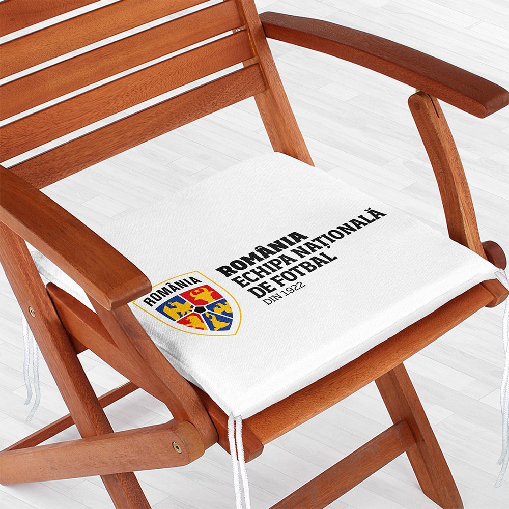 Perna scaun ECHIPA NATIONALA DE FOTBAL A ROMANIEI, 42 x 42 cm, alb