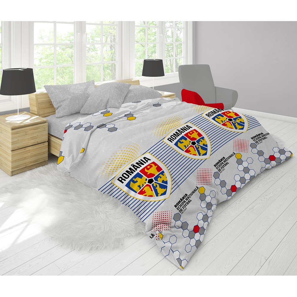 Set lenjerie de pat 4 piese ECHIPA NATIONALA DE FOTBAL A ROMANIEI, multicolor