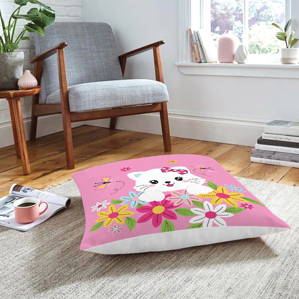 Fata perna decorativa Kids Collection YMK7, 30% bumbac + 70% poliester, 70 x 70 cm, roz