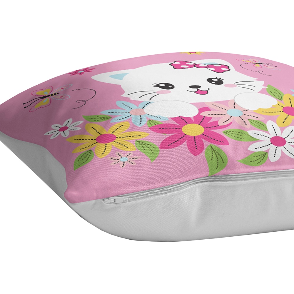 Fata perna decorativa Kids Collection YMK7, 30% bumbac + 70% poliester, 70 x 70 cm, roz