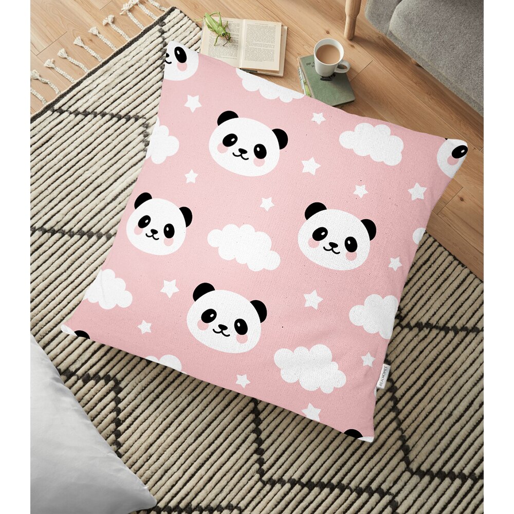 Fata perna decorativa Kids Collection, 30% bumbac + 70% poliester, 70 x 70 cm, alb-roz