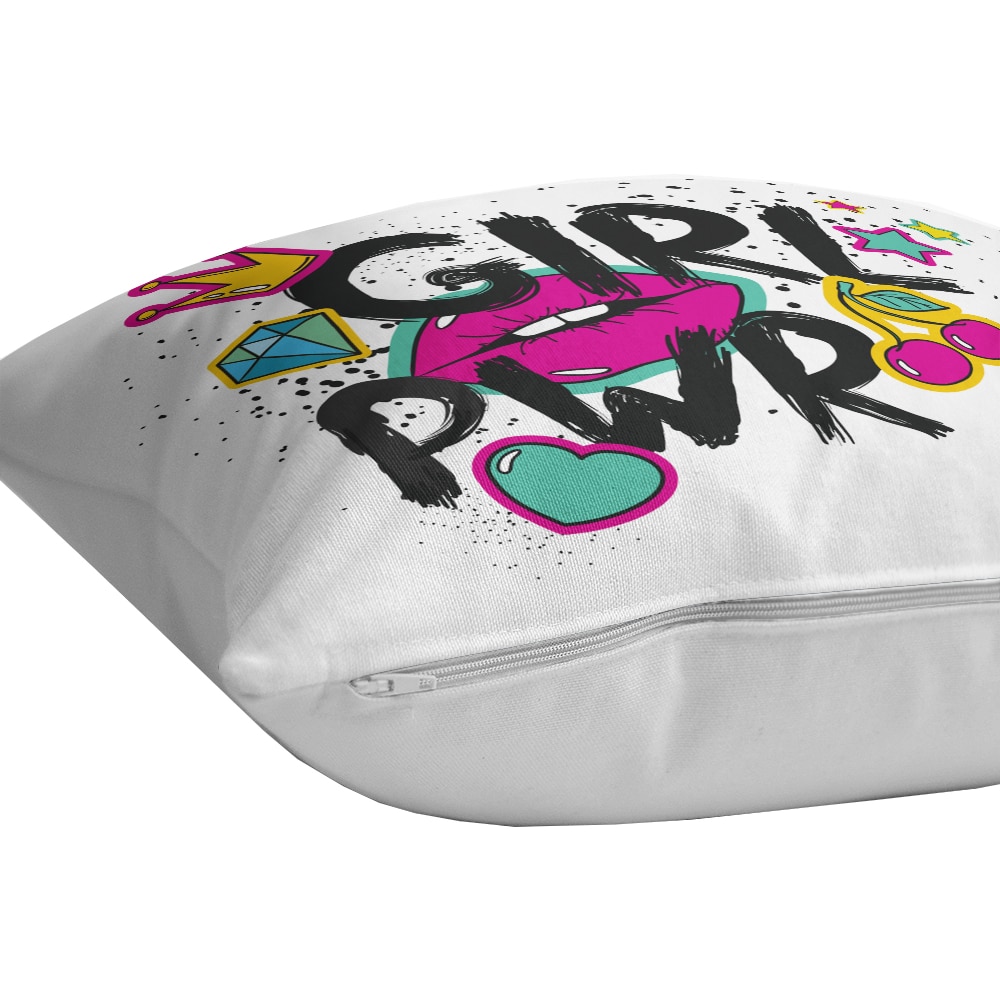 Fata perna decorativa Girl Power, 30% bumbac + 70% poliester, 43 x 43 cm, multicolor