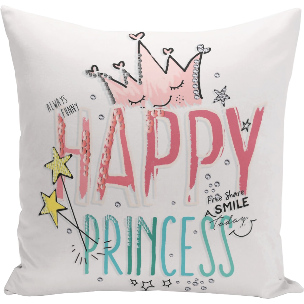 Fata perna decorativa Happy Princess, 30% bumbac + 70% poliester, 43 x 43 cm, multicolor