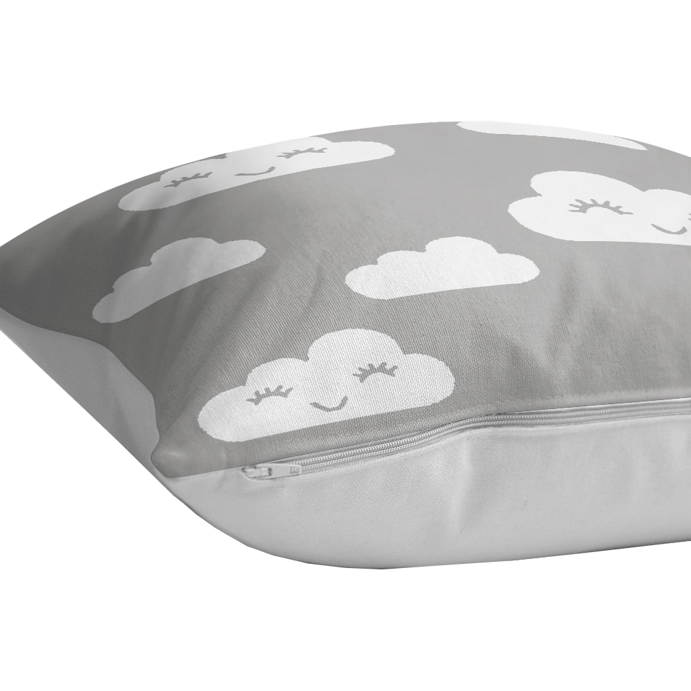 Fata perna decorativa Cloud, 30% bumbac + 70% poliester, 43 x 43 cm, alb-gri
