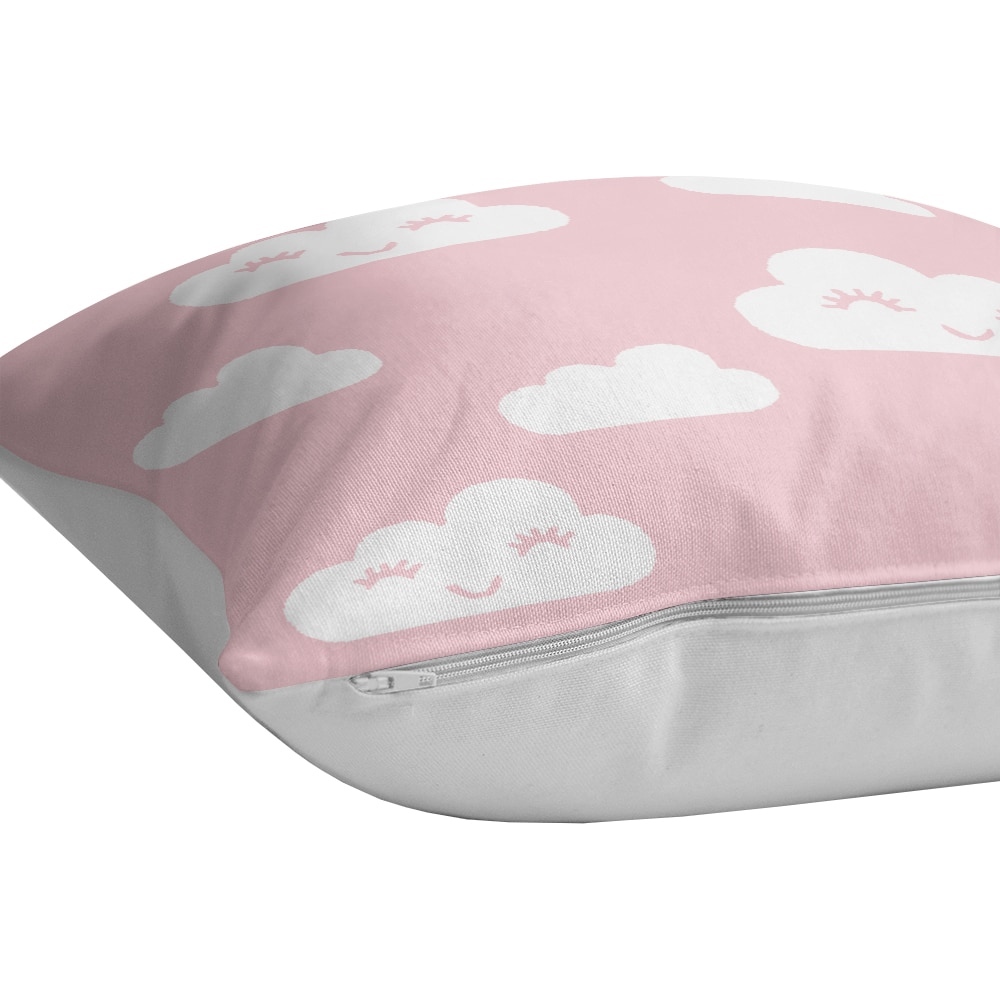Fata perna decorativa Cloud, 30% bumbac + 70% poliester, 43 x 43 cm, alb-roz