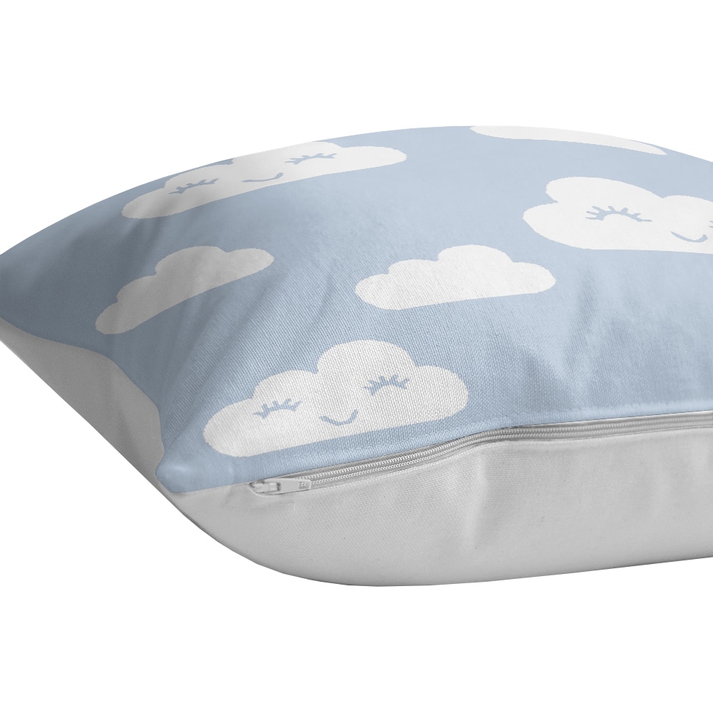Fata perna decorativa Cloud, 30% bumbac + 70% poliester, 43 x 43 cm, alb-albastru
