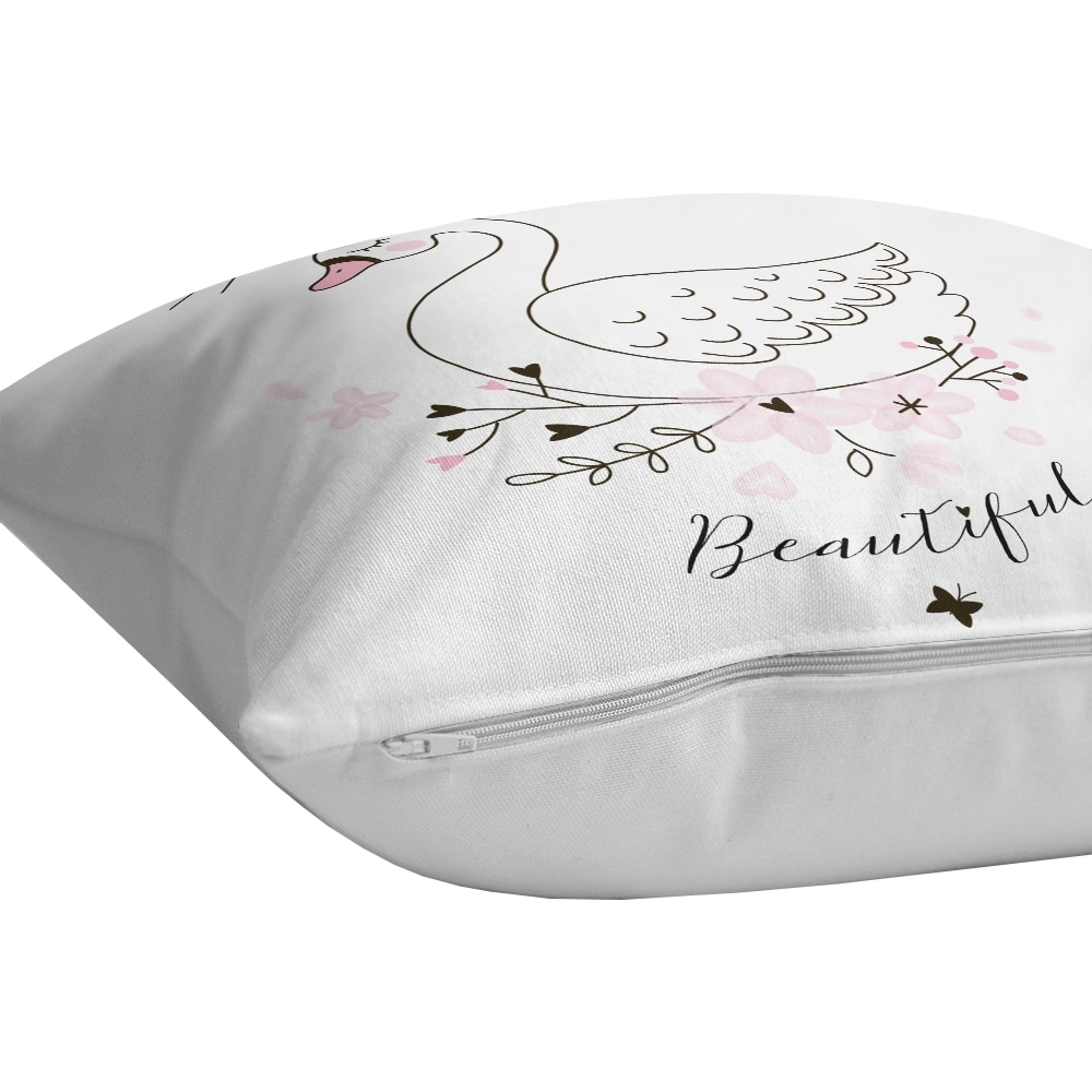 Fata perna decorativa Duck Modern, 30% bumbac + 70% poliester, 43 x 43 cm, alb-negru