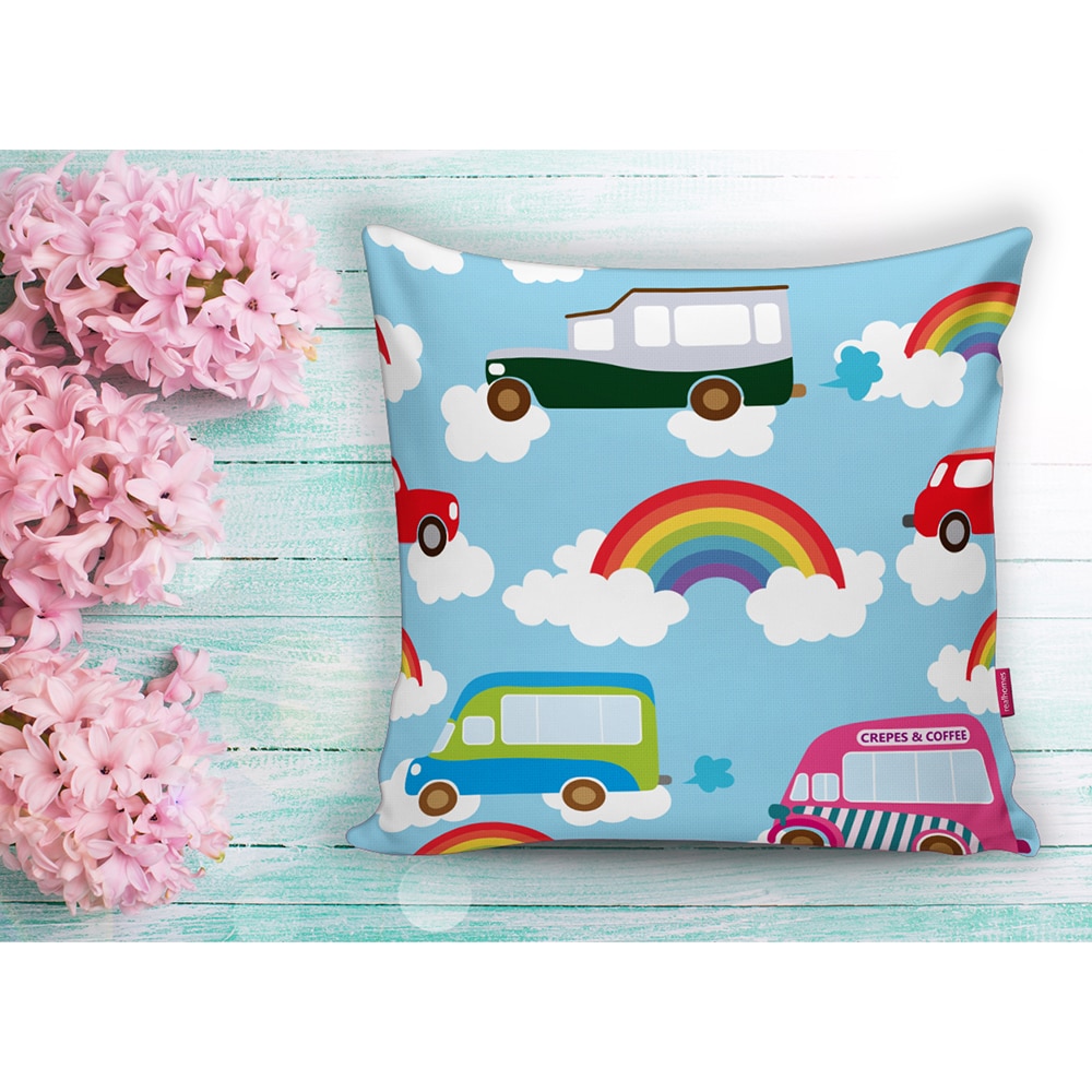 Fata perna decorativa Rainbow, 30% bumbac + 70% poliester, 43 x 43 cm, albastru