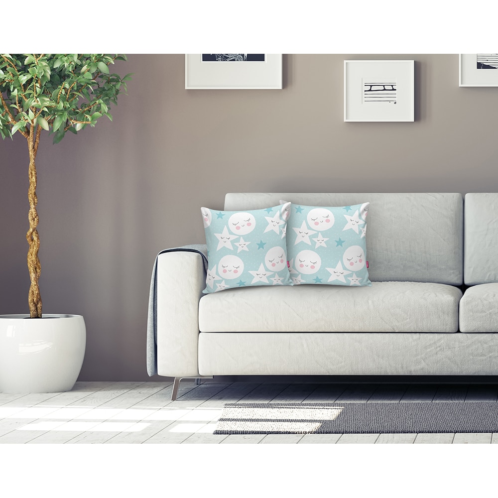 Fata perna decorativa Points Moon Star, 30% bumbac + 70% poliester, 43 x 43 cm, verde