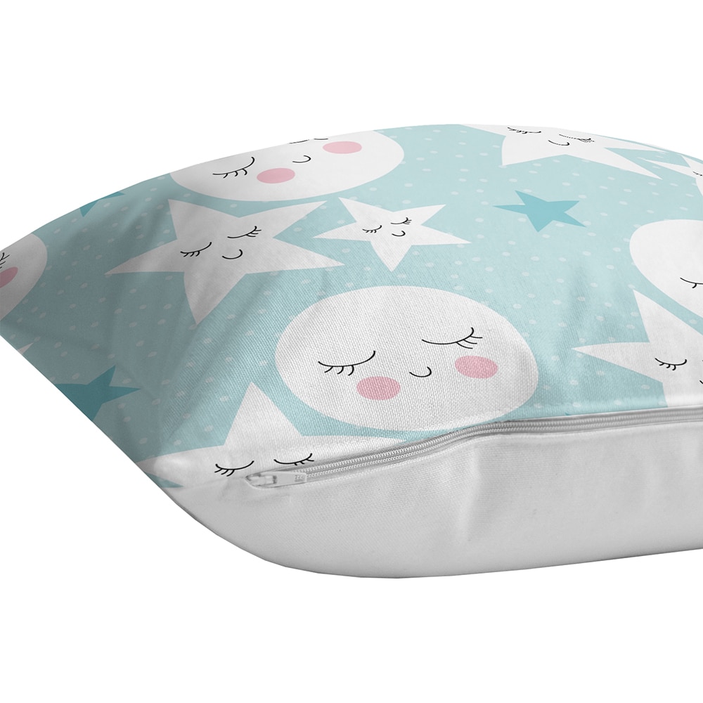 Fata perna decorativa Points Moon Star, 30% bumbac + 70% poliester, 43 x 43 cm, verde