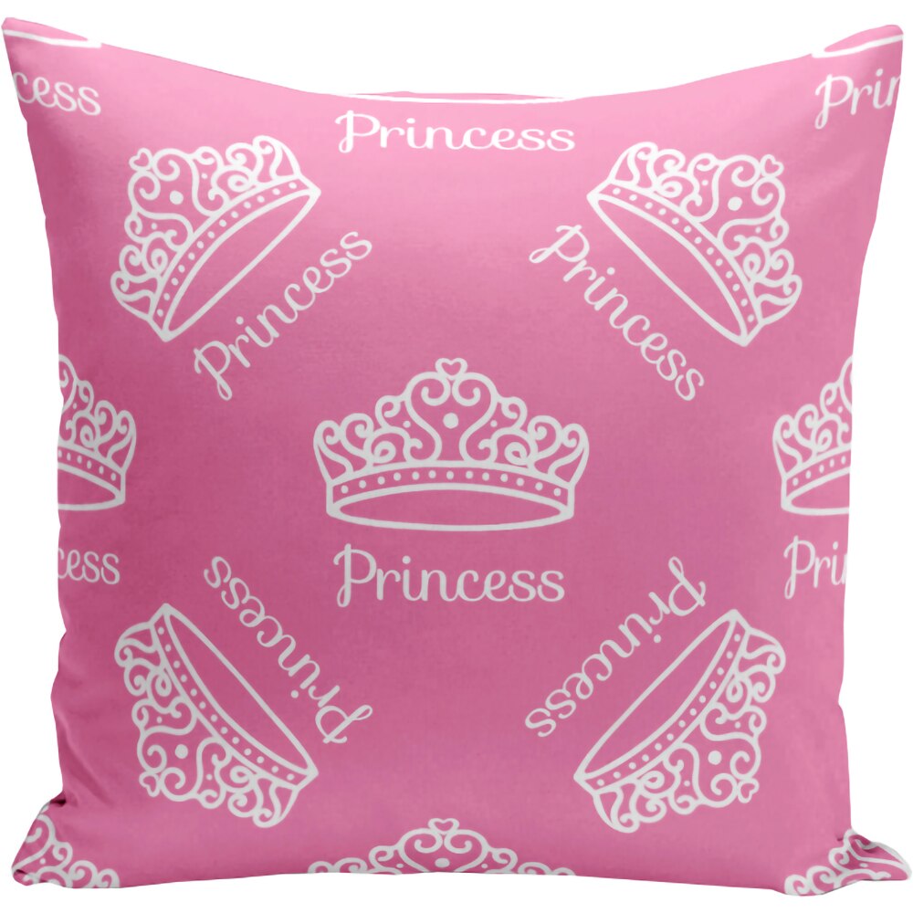 Fata perna decorativa Princess Crown, 30% bumbac + 70% poliester, 43 x 43 cm, roz