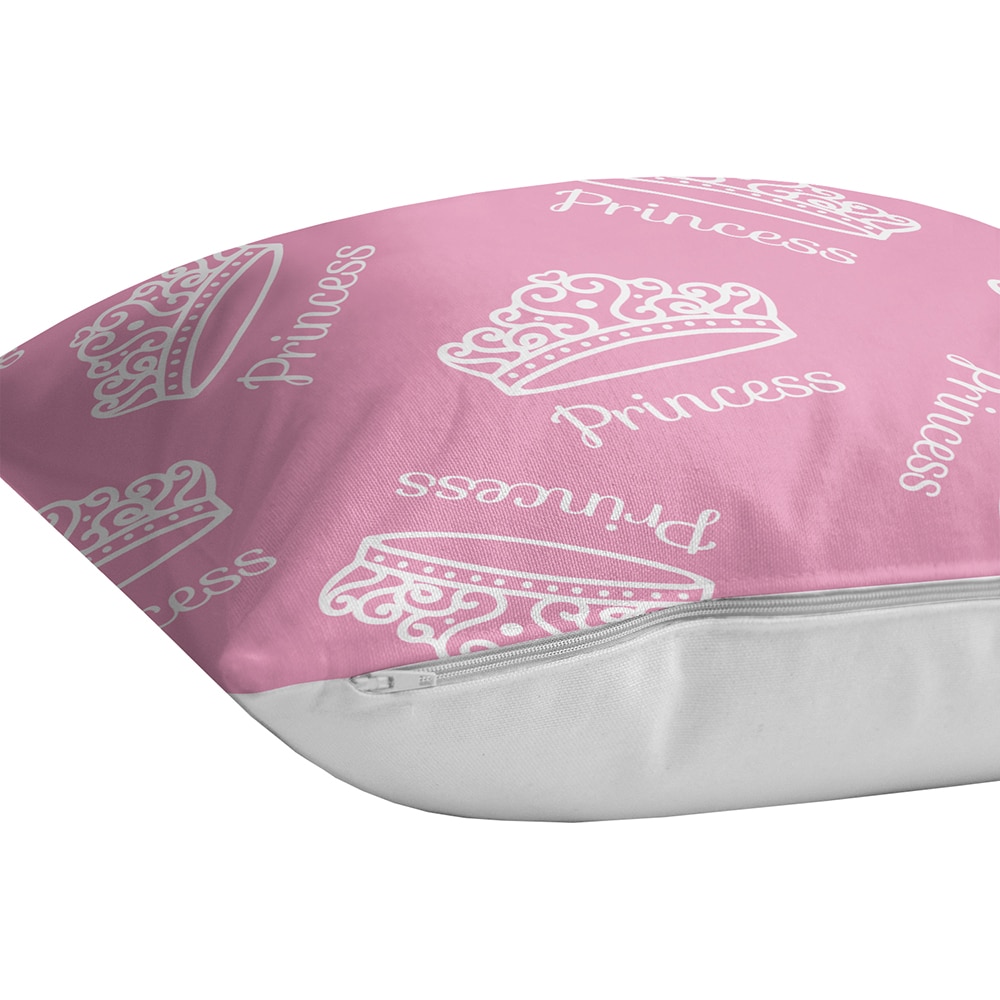 Fata perna decorativa Princess Crown, 30% bumbac + 70% poliester, 43 x 43 cm, roz