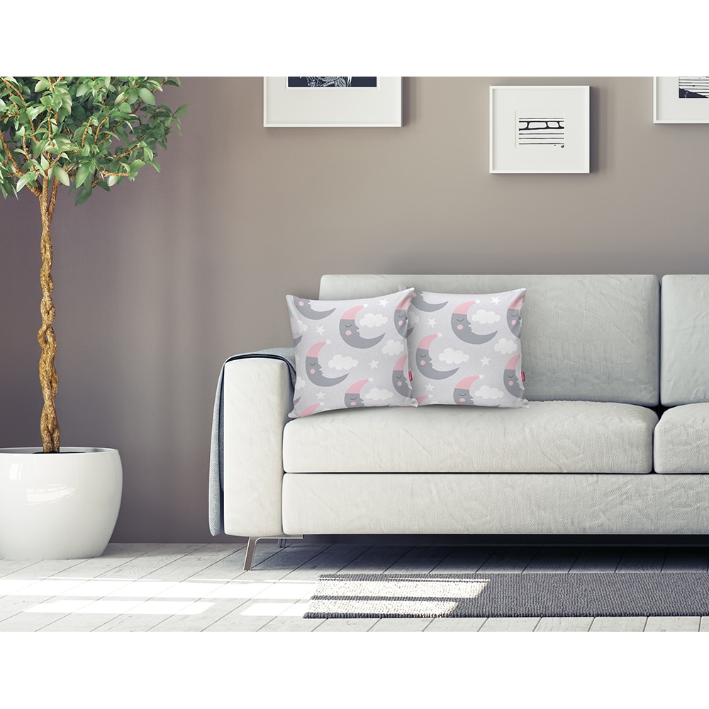 Fata perna decorativa Moon and Cloud, 30% bumbac + 70% poliester, 43 x 43 cm, gri