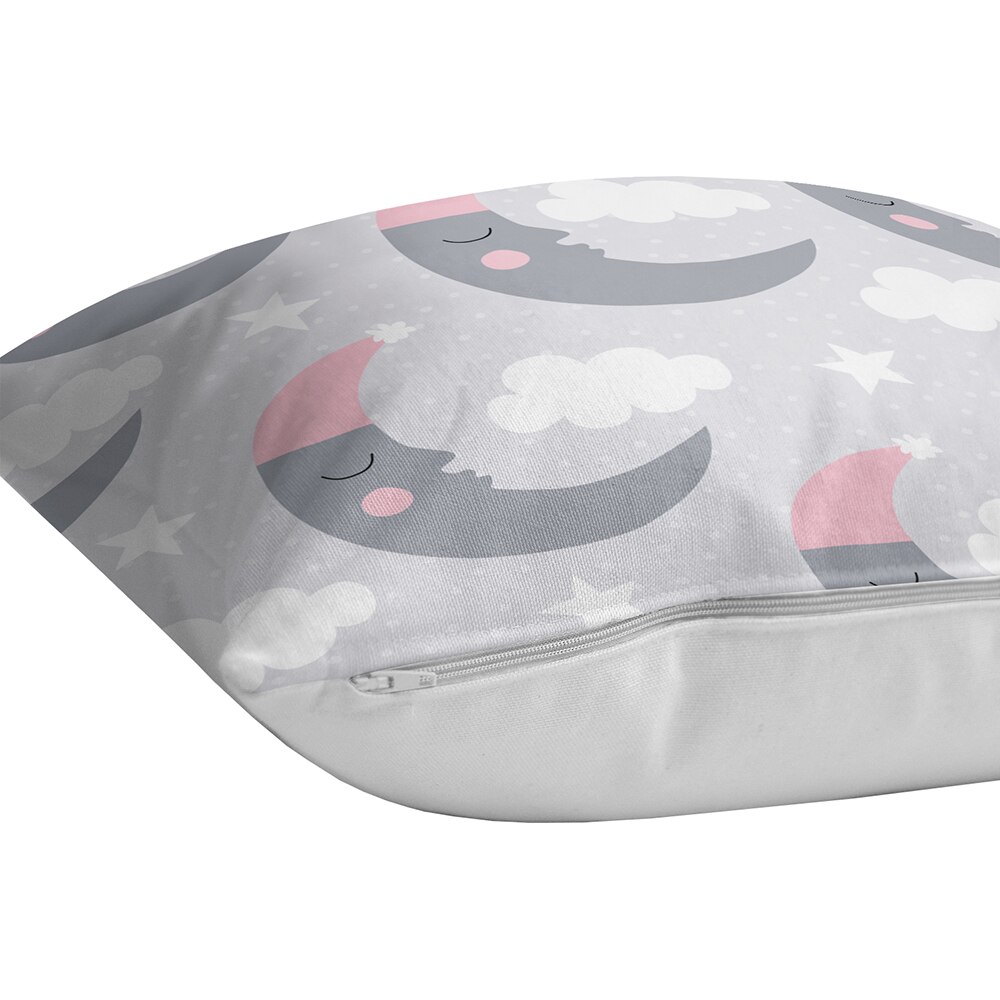 Fata perna decorativa Moon and Cloud, 30% bumbac + 70% poliester, 43 x 43 cm, gri