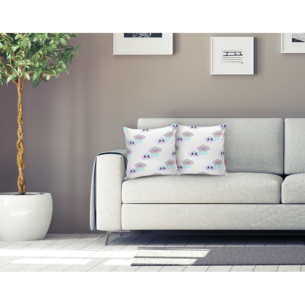 Fata perna decorativa Clouds, 30% bumbac + 70% poliester, 43 x 43 cm, alb-gri