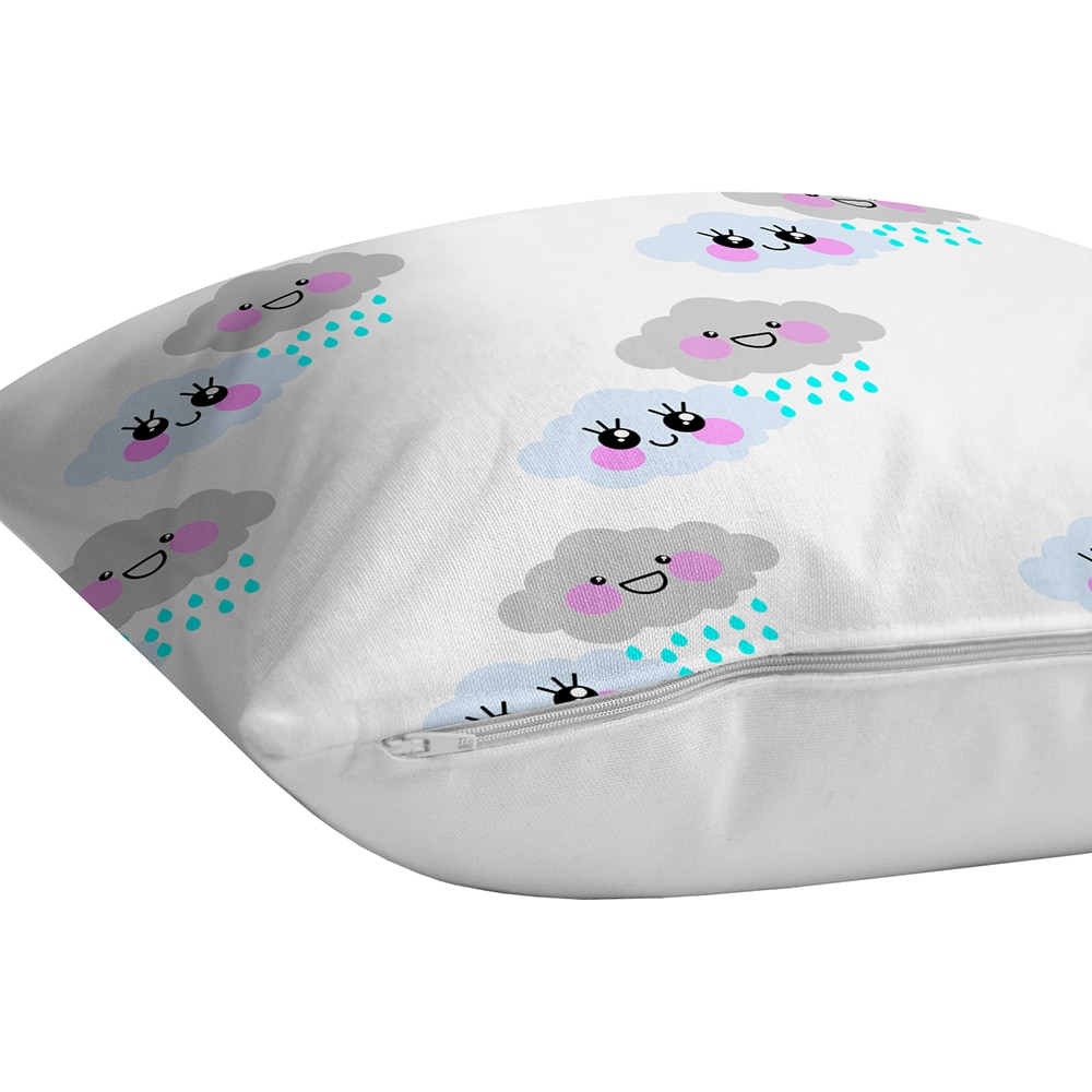 Fata perna decorativa Clouds, 30% bumbac + 70% poliester, 43 x 43 cm, alb-gri