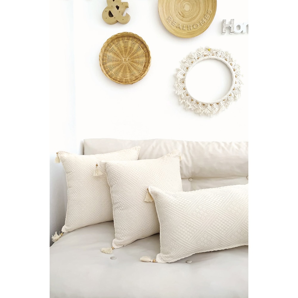 Set 3 fete de perna decorativa Natural, 100% bumbac, 43 x 43 cm, 35 x 55 cm, bej