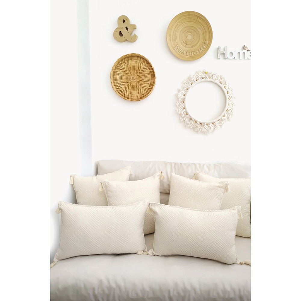 Set 6 fete de perna decorativa Natural, 100% bumbac, 43 x 43 cm, 35 x 55 cm, bej