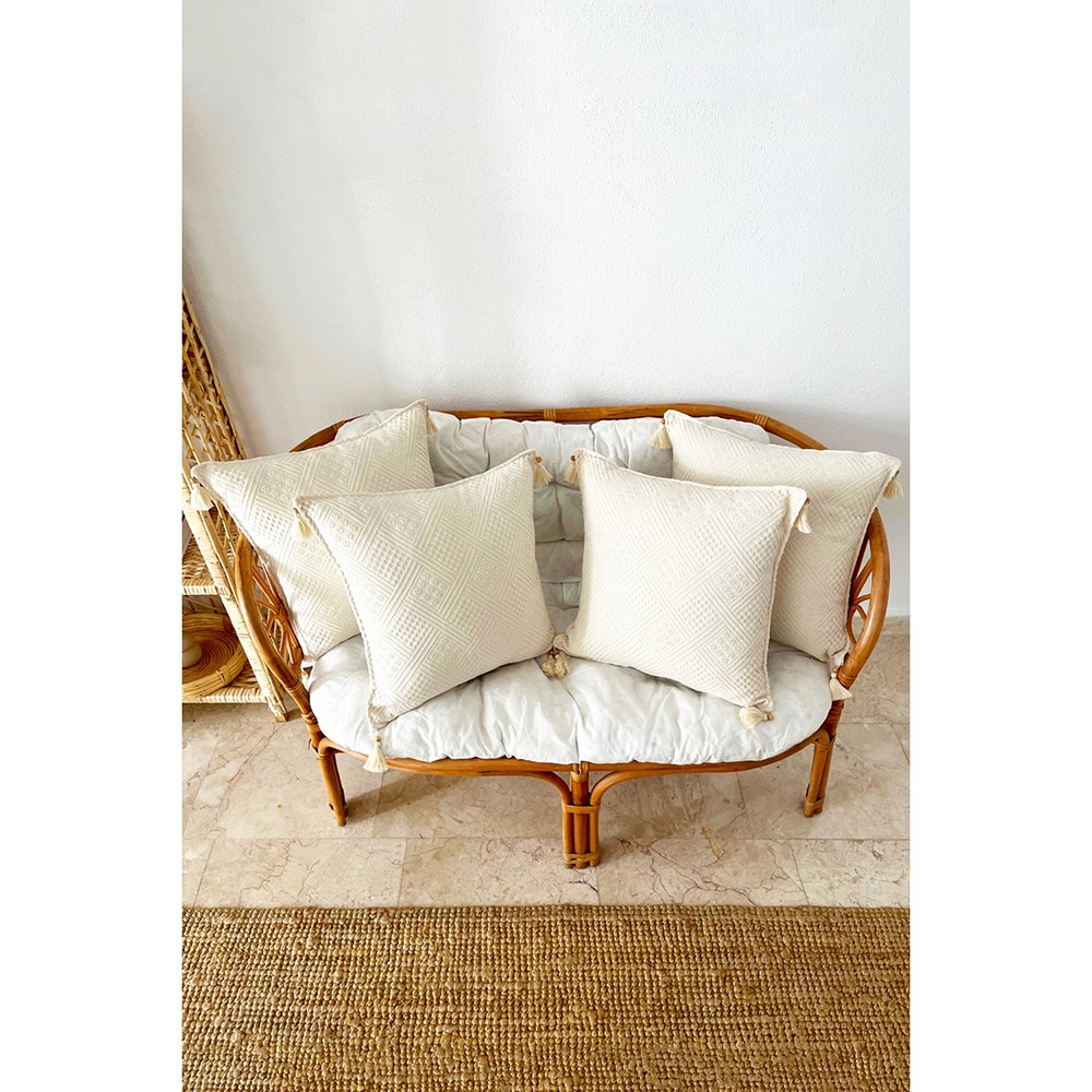 Set 4 fete de perna decorativa Natural, 100% bumbac, 43 x 43 cm, bej