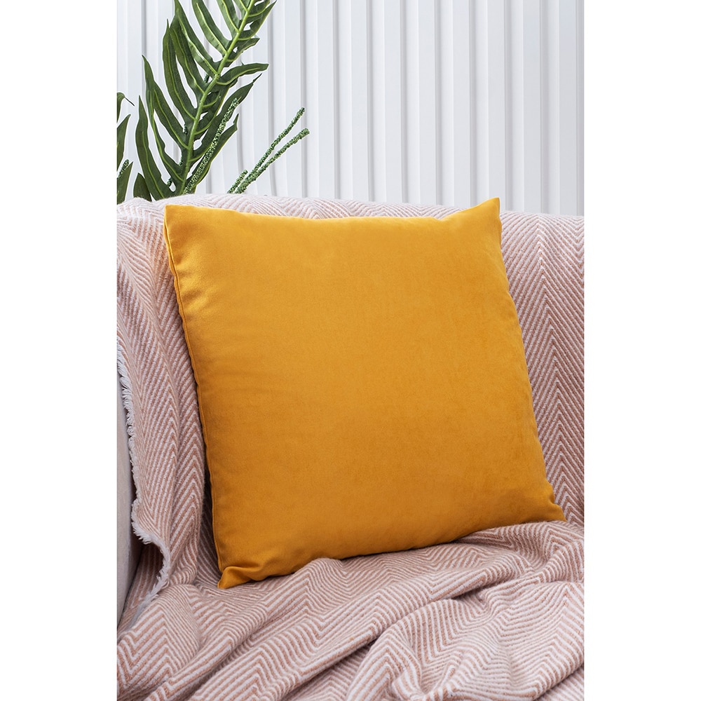Fata perna decorativa Plain, 100% poliester, 45 x 45 cm, galben