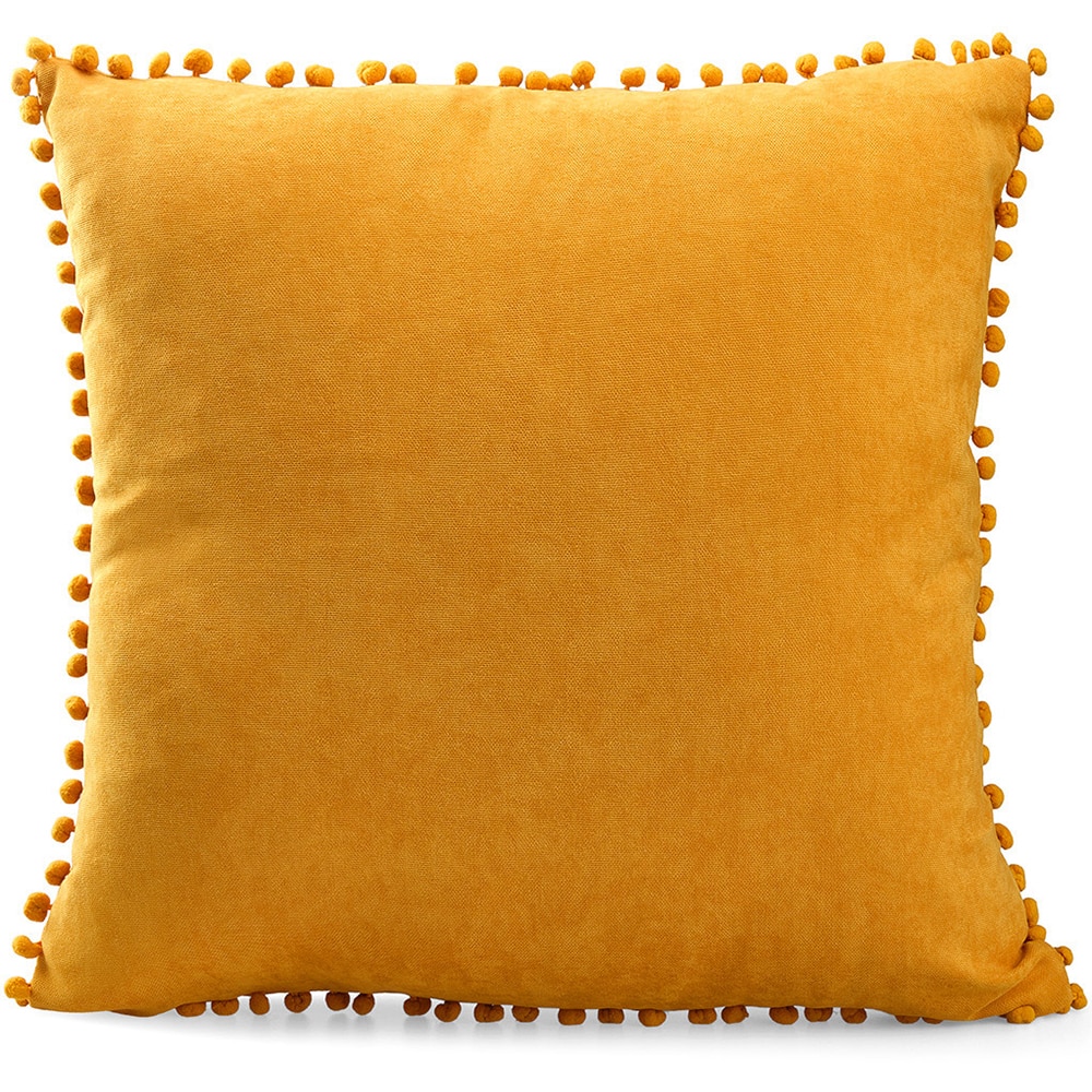 Fata perna decorativa Pompom, 100% poliester, 45 x 45 cm, galben