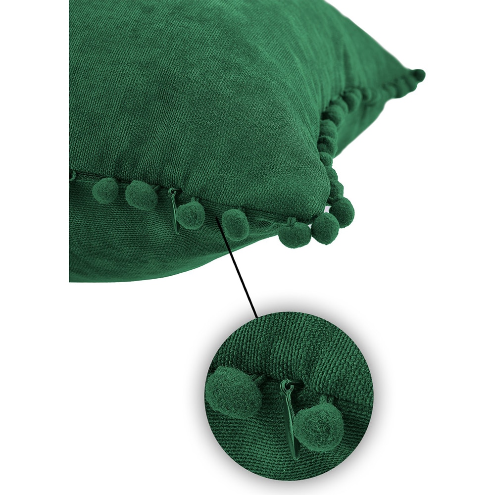 Fata perna decorativa Pompom, 100% poliester, 45 x 45 cm, verde