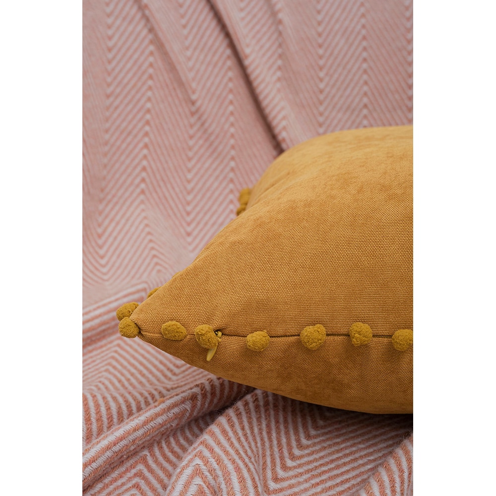 Fata perna decorativa Pompom, 100% poliester, 45 x 45 cm, portocaliu