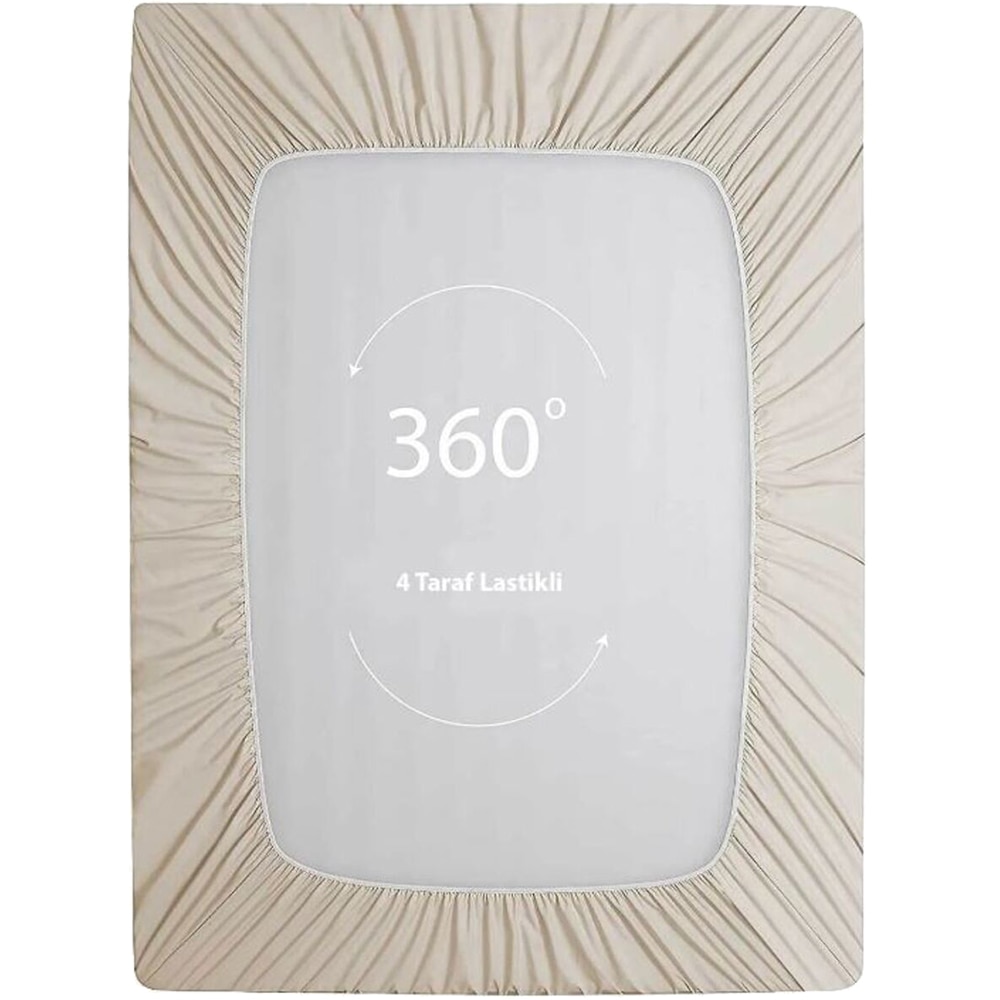 Cearsaf cu elastic pat MILA HOME, 100% bumbac ranforce, 180 x 200 cm, bej