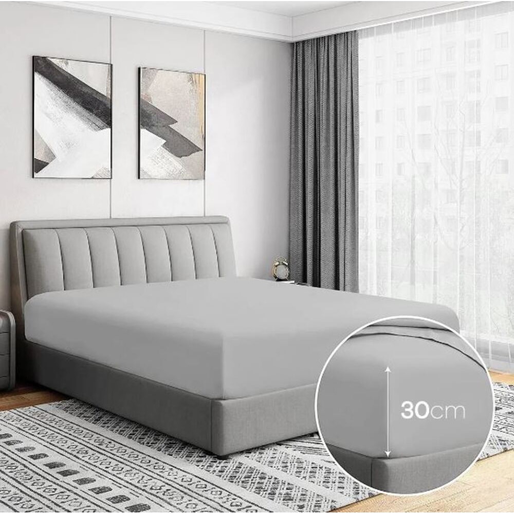 Cearsaf cu elastic pat MILA HOME, 100% bumbac ranforce, 120 x 200 cm, gri