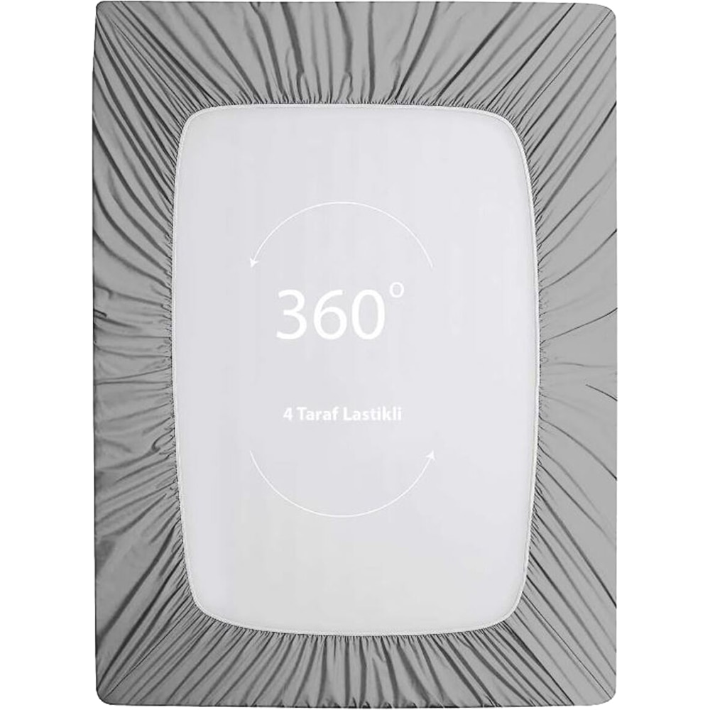 Cearsaf cu elastic pat MILA HOME, 100% bumbac ranforce, 120 x 200 cm, gri