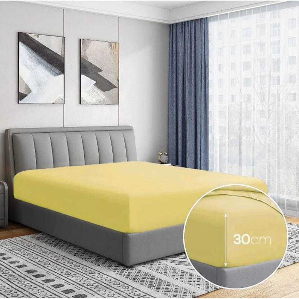 Cearsaf cu elastic pat MILA HOME, 100% bumbac ranforce, 120 x 200 cm, mustar